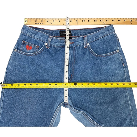 Vintage 90s Denim Shorts Cut Off Blue Red Heart Breaker Embroidered Size 13 - Picture 8 of 12